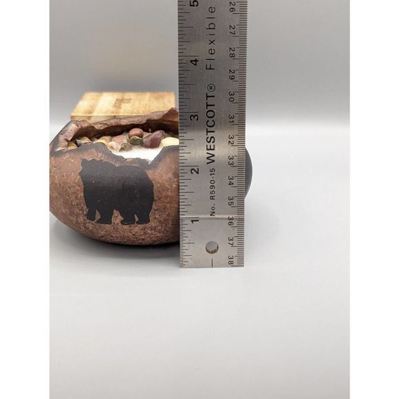 Artist Studio Art Pottery Hand Made Clay Bear Candle Holder Cabin Mountain NEW - Picture 6 of 7